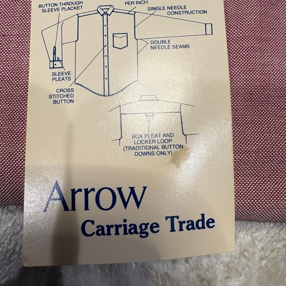 Arrow Men's Maroon Short Sleeve 60% Pima Cotton Dress Shirt NWT Read description - Picture 2 of 5